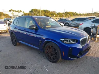 2023 BMW X3 M with VIN 5YM13EC03P9P58528, listed as a IAAI auction lot 41493528 with 18,503 mi miles. Bid and sale history available at carsss.com. Image 1.