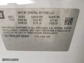 2014 Chevrolet Malibu LS with VIN 1G11B5SL2EF160493, listed as a IAAI auction lot 41599540 with 93,054 mi miles. Bid and sale history available at carsss.com. Image 9.