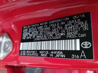 2018 Toyota Prius One z VIN JTDKDTB38J1616269, wystawiony jako IAAI lot #42233140 z przebiegiem 65 608 mil mil oraz . Historia ofert i sprzedaży dostępna na DreamBid. Obrazek 9.