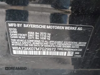 2021 BMW 2 Series 228i xDrive with VIN WBA73AK07M7G29972, listed as a IAAI auction lot 41880716 with 37,875 mi miles and . Bid and sale history available at DreamBid. Image 9.