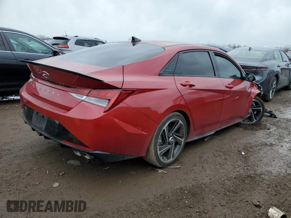 2023 Hyundai Elantra N Line z VIN KMHLR4AF9PU498016, wystawiony jako Copart lot #52012365 z przebiegiem 20 521 mil mil oraz Szkoda całkowita • Salvage title. Historia ofert i sprzedaży dostępna na DreamBid. Obrazek 3.