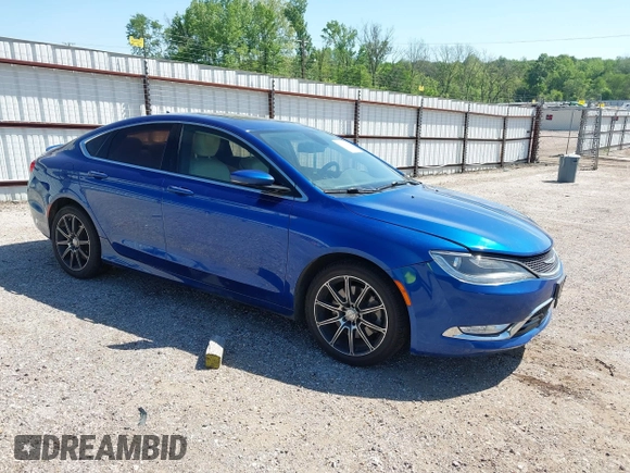 2015 Chrysler 200 C with VIN 1C3CCCCG1FN549043, listed as a IAAI auction lot 41985560 with 178,265 mi miles. Bid and sale history available at carsss.com. Image 1.