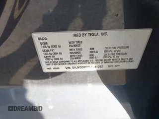 2020 Tesla Model Y Long Range with VIN 5YJYGDEE0LF041762, listed as a IAAI auction lot 40556913 with Not Provided miles and . Bid and sale history available at DreamBid. Image 9.