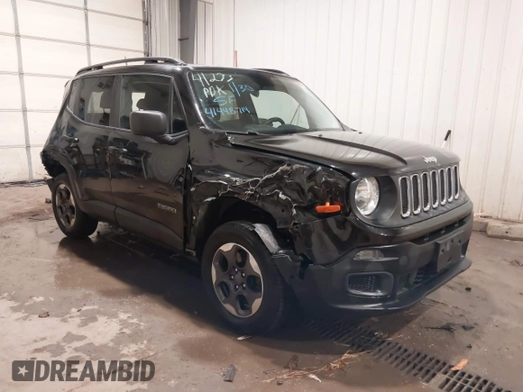 2017 Jeep Renegade Sport z VIN ZACCJBAB0HPF90020, wystawiony jako IAAI lot #41448714 z przebiegiem 93 272 mil mil oraz . Historia ofert i sprzedaży dostępna na DreamBid. Obrazek 1.