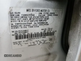 2005 Ford Five Hundred SE z VIN 1FAFP23155G171840, wystawiony jako Copart lot #54190685 z przebiegiem 147 383 mil mil oraz Szkoda całkowita • Salvage title. Historia ofert i sprzedaży dostępna na DreamBid. Obrazek 12.