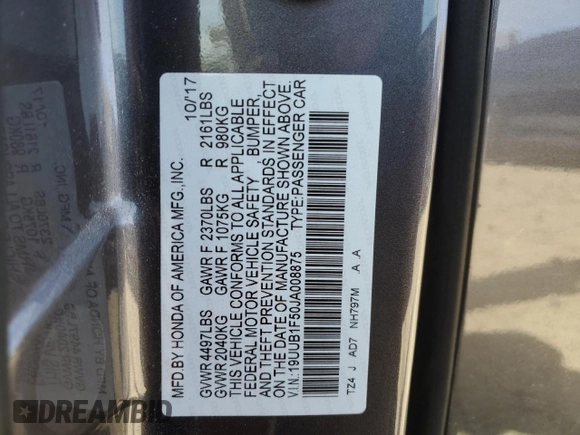 2018 Acura TLX w/Technology Pkg with VIN 19UUB1F50JA008875, listed as a Copart auction lot 48611285 with 41,302 mi miles and Salvage Title. Bid and sale history available at carsss.com. Image 12.