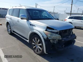 2012 Infiniti QX56 7-passenger with VIN JN8AZ2NF9C9517238, listed as a IAAI auction lot 42040522 with 165,088 mi miles. Bid and sale history available at carsss.com. Image 1.