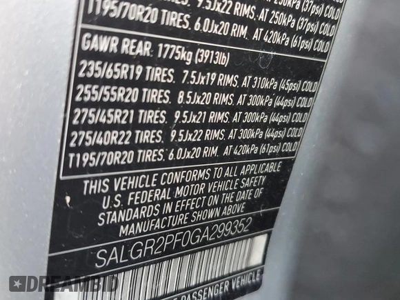 2016 Land Rover Range Rover with VIN SALGR2PF0GA299352, listed as a Copart auction lot 46695805 with 93,247 mi miles and Clean Title. Bid and sale history available at carsss.com. Image 13.