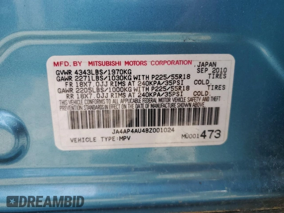 2011 Mitsubishi Outlander Sport SE with VIN JA4AP4AU4BZ001024, listed as a Copart auction lot 52911755 with 154,628 mi miles and Clean Title. Bid and sale history available at carsss.com. Image 13.