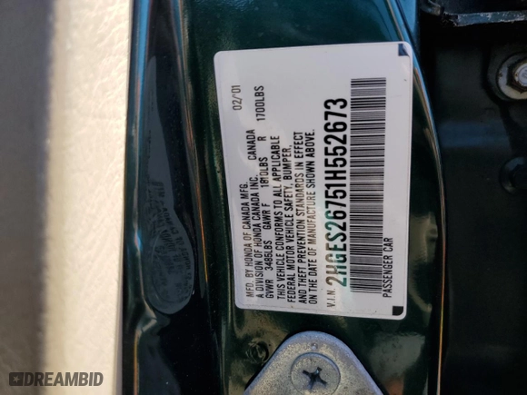 2001 Honda Civic EX with VIN 2HGES26751H552673, listed as a Copart auction lot 48688885 with 107,074 mi miles and Salvage Title. Bid and sale history available at carsss.com. Image 13.
