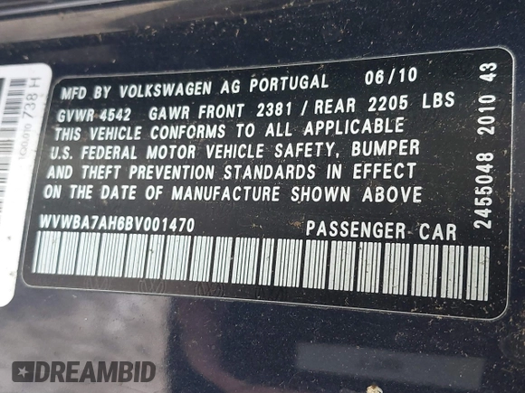 2011 Volkswagen Eos Komfort с VIN WVWBA7AH6BV001470, выставлен на аукционе IAAI как лот 41880817 с пробегом 148 647 миль миль и . История ставок и продаж доступна на DreamBid. Изображение 9.