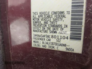 2011 Nissan Maxima SV z VIN 1N4AA5AP3BC801104, wystawiony jako IAAI lot #42333325 z przebiegiem 130 854 mil mil oraz . Historia ofert i sprzedaży dostępna na DreamBid. Obrazek 9.