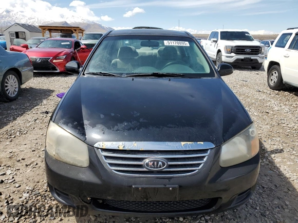 2009 Kia Spectra EX with VIN KNAFE222795620430, listed as a Copart auction lot 51170895 with 172,719 mi miles and Salvage Title. Bid and sale history available at carsss.com. Image 5.