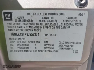 2001 Chevrolet Tahoe LS with VIN 1GNEK13TX1J257374, listed as a IAAI auction lot 42071009 with 284,650 mi miles. Bid and sale history available at carsss.com. Image 9.