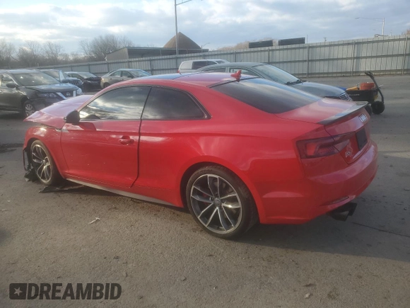 2018 Audi S5 Prestige z VIN WAUR4AF58JA038265, wystawiony jako Copart lot #83200584 z przebiegiem 68 900 mil mil oraz Szkoda całkowita • Salvage title. Historia ofert i sprzedaży dostępna na DreamBid. Obrazek 2.