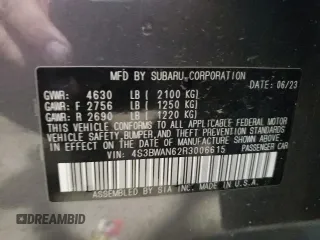 2024 Subaru Legacy Limited с VIN 4S3BWAN62R3006615, выставлен на аукционе Copart как лот 64189855 с пробегом 15 589 миль миль и Списание • Salvage title. История ставок и продаж доступна на DreamBid. Изображение 13.