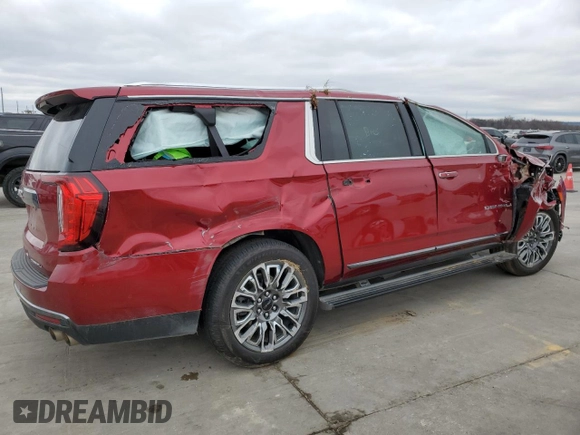 2023 GMC Yukon XL Denali Ultimate with VIN 1GKS2KKL1PR129803, listed as a Copart auction lot 42931415 with 55,586 mi miles and Salvage Title. Bid and sale history available at carsss.com. Image 3.
