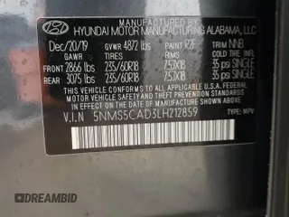 2020 Hyundai Santa Fe Limited with VIN 5NMS5CAD3LH212859, listed as a Copart auction lot 45522885 with 50,685 mi miles and Salvage Title. Bid and sale history available at carsss.com. Image 13.