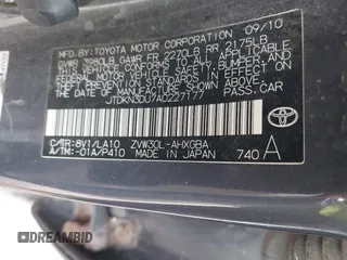 2010 Toyota Prius II z VIN JTDKN3DU7A0227177, wystawiony jako IAAI lot #42414563 z przebiegiem 291 188 mil mil oraz . Historia ofert i sprzedaży dostępna na DreamBid. Obrazek 9.