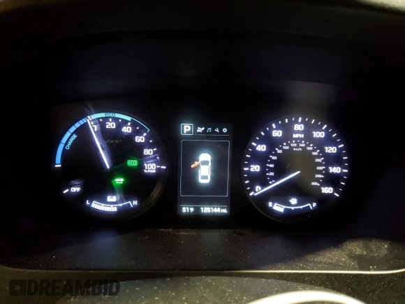 2016 Hyundai Sonata Hybrid SE with VIN KMHE24L11GA036923, listed as a Copart auction lot 40149594 with 125,144 mi miles. Bid and sale history available at carsss.com. Image 9.