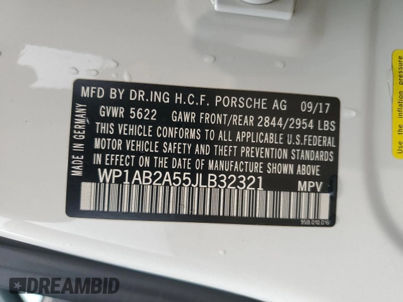 2018 Porsche Macan S with VIN WP1AB2A55JLB32321, listed as a Copart auction lot 58345565 with 99,291 mi miles and Salvage title. Bid and sale history available at DreamBid. Image 12.