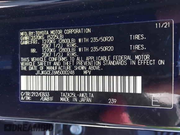 2022 Lexus NX with VIN JTJKGCEZ6N5000248, listed as a IAAI auction lot 41828318 with 23,100 mi miles. Bid and sale history available at carsss.com. Image 9.