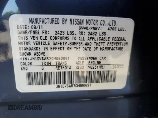 2012 Infiniti G25 x with VIN JN1DV6AR7CM860691, listed as a Copart auction lot 67738654 with 92,277 mi miles and Salvage Title. Bid and sale history available at carsss.com. Image 12.