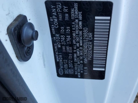 2013 Hyundai Veloster w/Gray Int with VIN KMHTC6AD4DU129880, listed as a Copart auction lot 80855424 with 167,888 mi miles and Salvage Title. Bid and sale history available at carsss.com. Image 13.