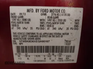 2014 Ford Explorer XLT z VIN 1FM5K8D8XEGA90167, wystawiony jako IAAI lot #41859401 z przebiegiem 126 082 mil mil oraz . Historia ofert i sprzedaży dostępna na DreamBid. Obrazek 9.