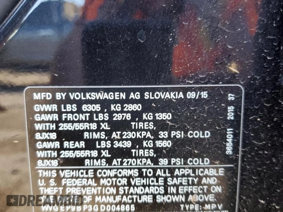 2016 Volkswagen Touareg Sport z VIN WVGEP9BP3GD004865, wystawiony jako Copart lot #87610915 z przebiegiem Nie podano mil oraz Szkoda całkowita • Salvage title. Historia ofert i sprzedaży dostępna na DreamBid. Obrazek 13.