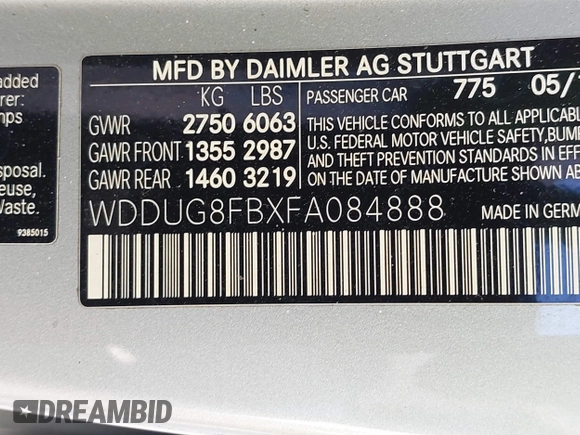 2015 Mercedes-Benz S 550 с VIN WDDUG8FBXFA084888, выставлен на аукционе IAAI как лот 41636873 с пробегом 159 841 миль миль и . История ставок и продаж доступна на DreamBid. Изображение 9.