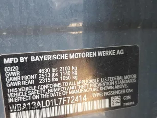 2020 BMW 2 Series M235i xDrive with VIN WBA13AL01L7F72414, listed as a Copart auction lot 62427215 with Not provided miles and Salvage title. Bid and sale history available at DreamBid. Image 12.