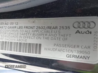 2012 Audi A6 Premium Plus with VIN WAUDFAFC1CN139050, listed as a IAAI auction lot 42667649 with 172,361 mi miles and . Bid and sale history available at DreamBid. Image 9.