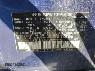 2017 Subaru Outback Touring with VIN 4S4BSETC5H3408439, listed as a Copart auction lot 49413815 with 72,657 mi miles and Non repairable. Bid and sale history available at DreamBid. Image 12.