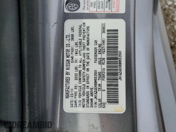 2011 Nissan 370Z Touring with VIN JN1AZ4EH8BM553591, listed as a Copart auction lot 71676964 with 85,968 mi miles and Salvage Title. Bid and sale history available at carsss.com. Image 13.