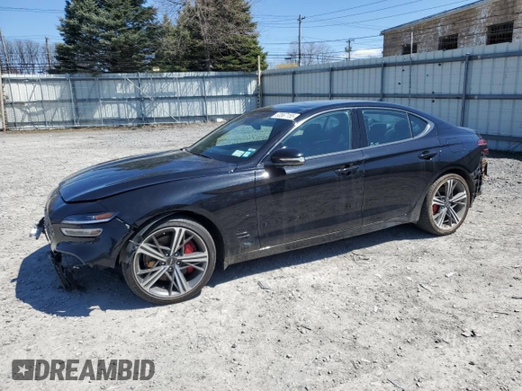 2024 Genesis G70 2.5T with VIN KMTG34SCXRU138219, listed as a Copart auction lot 53567155 with 13,323 mi miles and Salvage title. Bid and sale history available at DreamBid. Image 1.