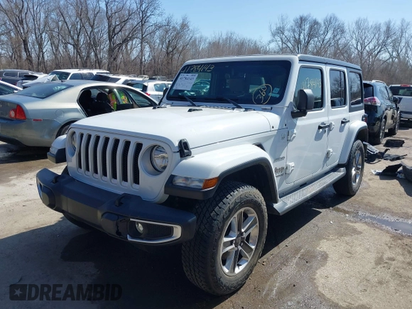 2020 Jeep Wrangler Unlimited Sahara with VIN 1C4HJXEN7LW180589, listed as a IAAI auction lot 41784143 with 58,955 mi miles. Bid and sale history available at carsss.com. Image 19.