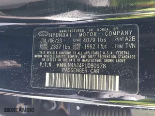 2023 Hyundai Elantra Hybrid Limited with VIN KMHLN4AJ4PU080978, listed as a IAAI auction lot 41772967 with 9,874 mi miles. Bid and sale history available at carsss.com. Image 9.