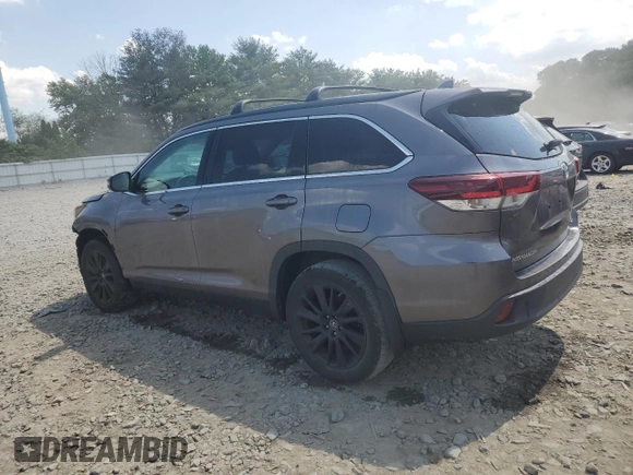2019 Toyota Highlander SE with VIN 5TDJZRFH5KS602615, listed as a Copart auction lot 61910975 with 75,510 mi miles and Salvage title. Bid and sale history available at DreamBid. Image 2.