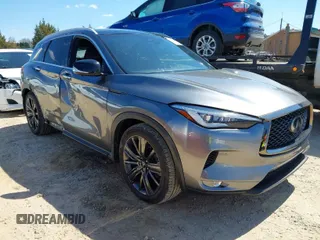 2020 Infiniti QX50 ESSENTIAL with VIN 3PCAJ5M3XLF119022, listed as a IAAI auction lot 41886633 with 55,650 mi miles. Bid and sale history available at carsss.com. Image 1.