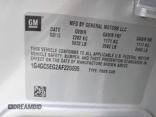 2010 Buick LaCrosse CXL with VIN 1G4GC5EG2AF220095, listed as a IAAI auction lot 42523854 with 100,389 mi miles and . Bid and sale history available at DreamBid. Image 9.