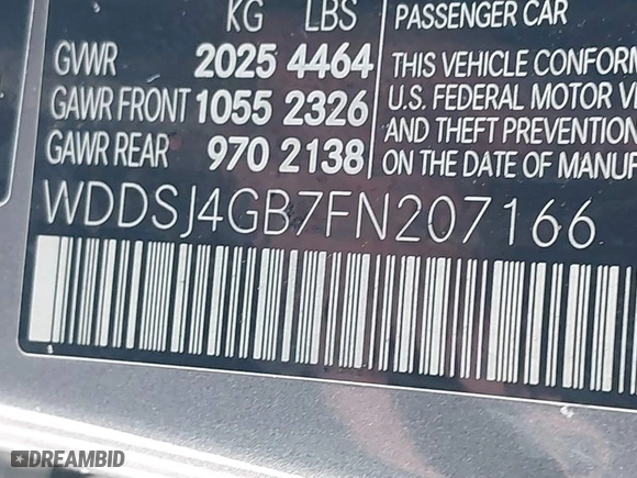 2015 Mercedes-Benz CLA-Class CLA 250 with VIN WDDSJ4GB7FN207166, listed as a IAAI auction lot 41338976 with NaN miles. Bid and sale history available at carsss.com. Image 9.