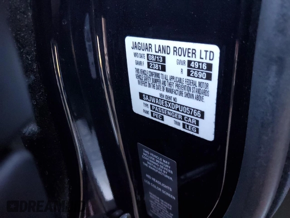 2013 Jaguar XF RWD with VIN SAJWA0ESXDPU05766, listed as a Copart auction lot 48254405 with 72,055 mi miles and Salvage Title. Bid and sale history available at DreamBid. Image 14.