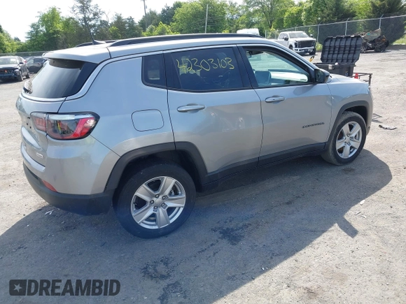2022 Jeep Compass Latitude с VIN 3C4NJCBB6NT182719, выставлен на аукционе IAAI как лот 42303103 с пробегом 35 138 миль миль и . История ставок и продаж доступна на DreamBid. Изображение 4.