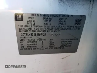 2011 GMC Terrain SLT-2 with VIN 2CTFLXEC0B6397429, listed as a Copart auction lot 86772614 with 112,717 mi miles and Salvage Title. Bid and sale history available at DreamBid. Image 13.