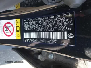 2019 Lexus ES 300h with VIN JTHB21B11K2024098, listed as a IAAI auction lot 42082628 with 92,280 mi miles and . Bid and sale history available at DreamBid. Image 9.