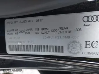 2017 Audi A7 Premium Plus with VIN WAUW2AFC5HN115474, listed as a IAAI auction lot 41494152 with 97,255 mi miles. Bid and sale history available at carsss.com. Image 9.