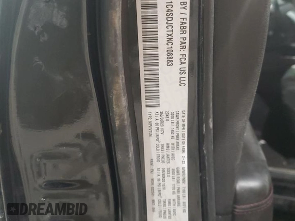 2022 Dodge Durango R/T z VIN 1C4SDJCTXNC108883, wystawiony jako Copart lot #86693234 z przebiegiem 62 322 mil mil oraz Szkoda całkowita • Salvage title. Historia ofert i sprzedaży dostępna na DreamBid. Obrazek 12.
