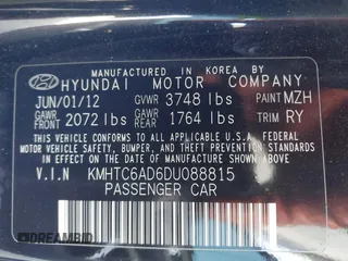 2013 Hyundai Veloster w/Black Int with VIN KMHTC6AD6DU088815, listed as a IAAI auction lot 42184776 with 204,930 mi miles and . Bid and sale history available at DreamBid. Image 9.