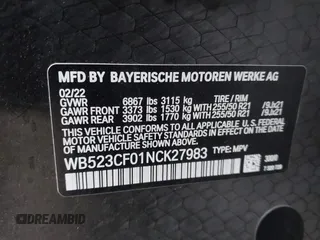 2022 BMW iX xDrive50 z VIN WB523CF01NCK27983, wystawiony jako IAAI lot #42106093 z przebiegiem 21 505 mil mil oraz . Historia ofert i sprzedaży dostępna na DreamBid. Obrazek 9.